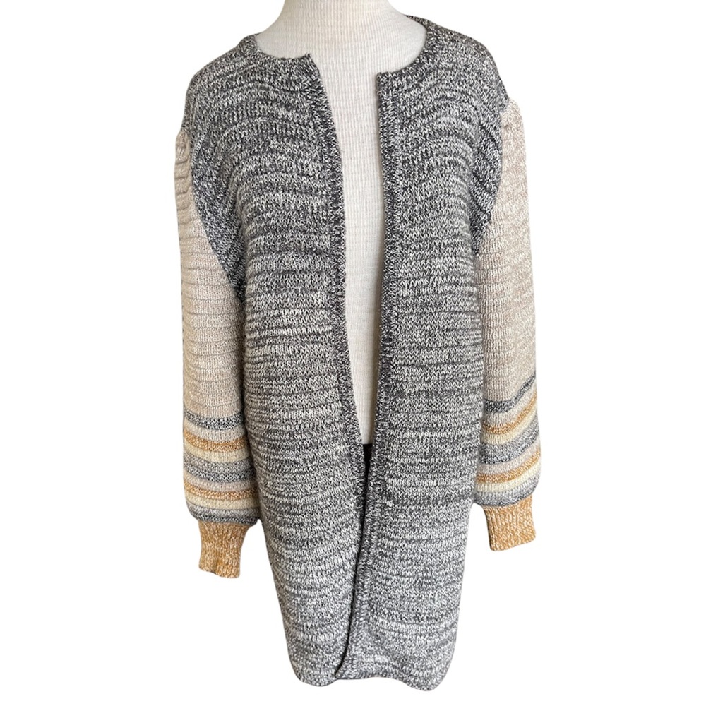 Vintage Bonnie and bill balloon sleeve striped wool silk blend cardigan sweater